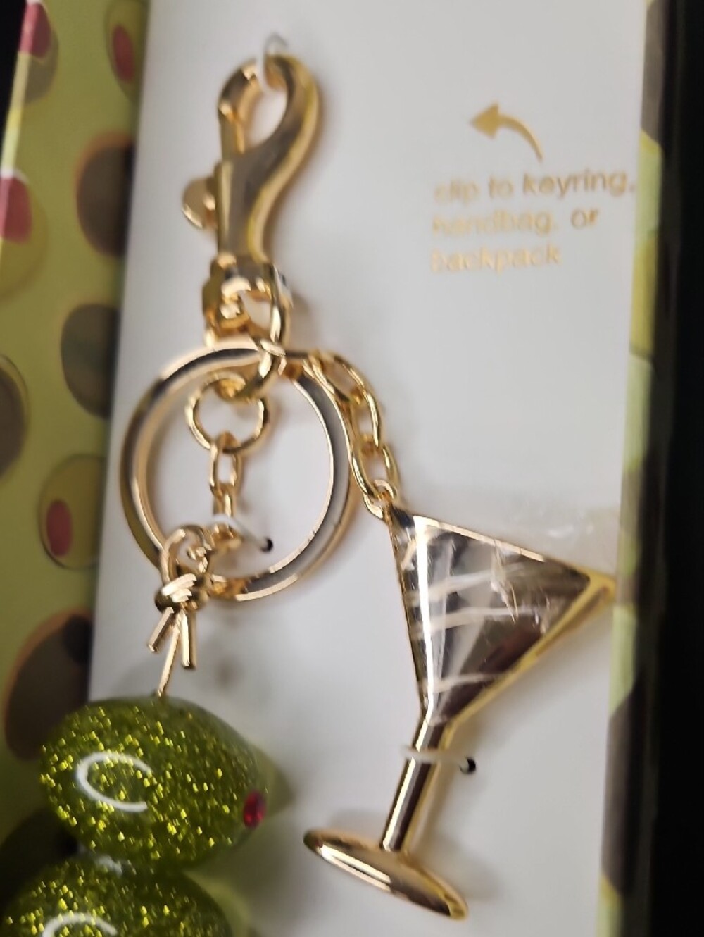 Piper-K Sparkling Olives And Gold MARTINI Keychain/ Purse Charm - NWT In Box - Picture 5 of 10